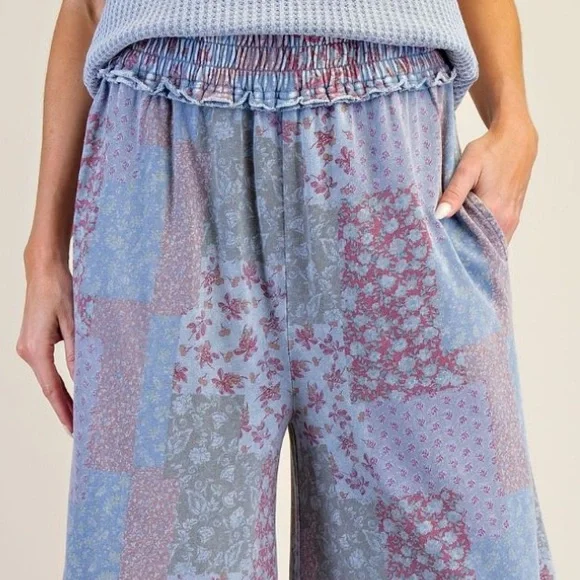 🌻 small - 3X 223 EASEL PATCHWORK PRINT WASHED PANTS - Picture 4 of 5